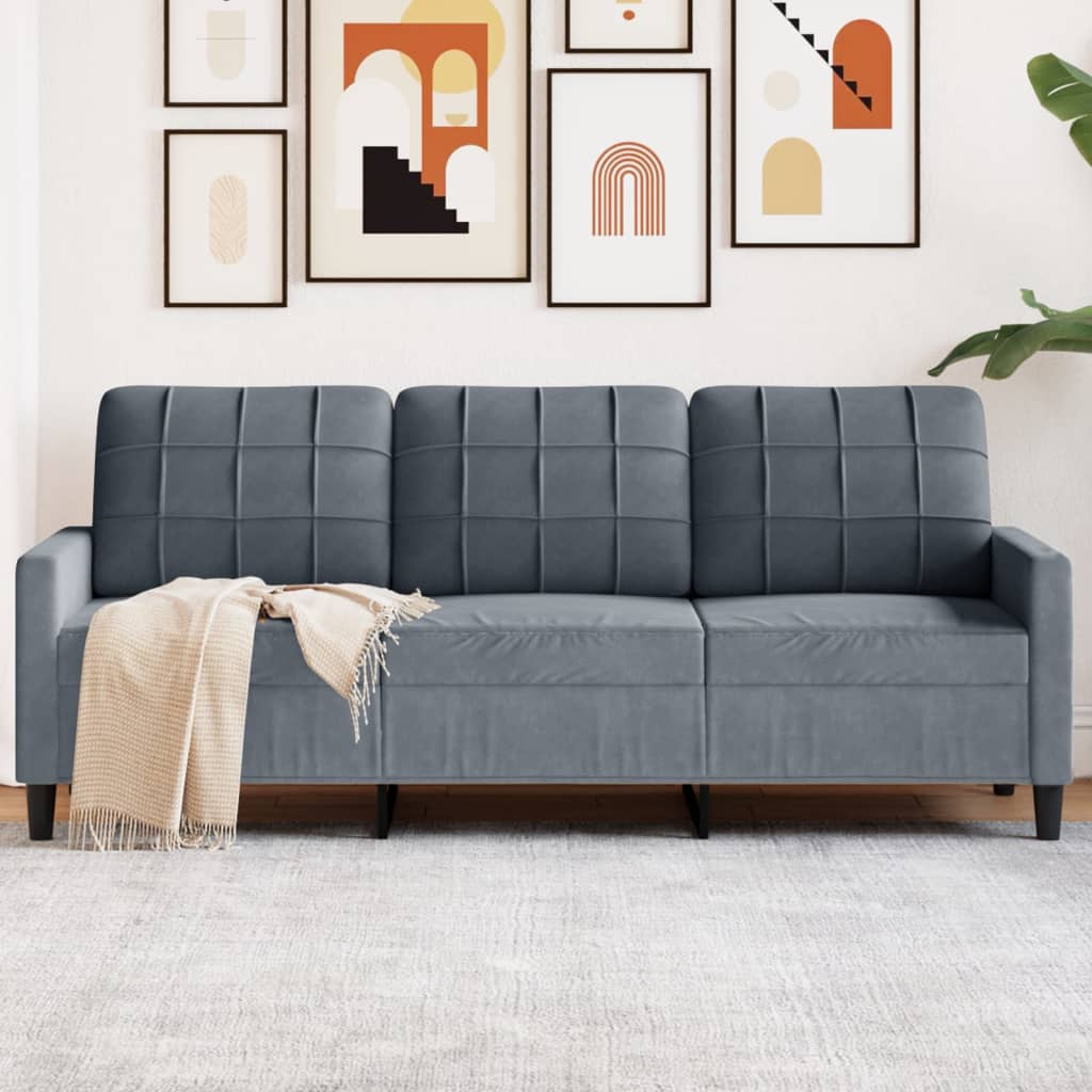 3-Sitzer-Sofa Dunkelgrau 180 cm Samt 3-Sitzer-Sofa Dunkelgrau 180 cm Samt