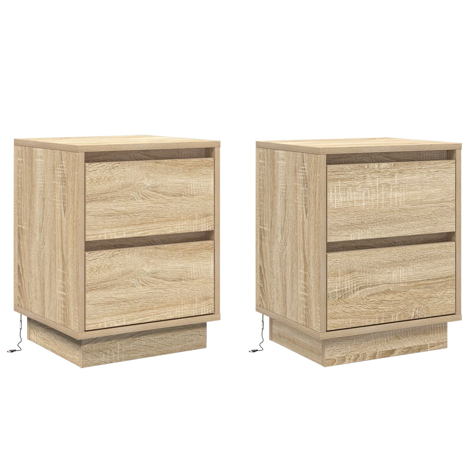 Nachttische mit LED-Lichtern 2 Stück Sonoma Eiche 39x34.5x50 cm