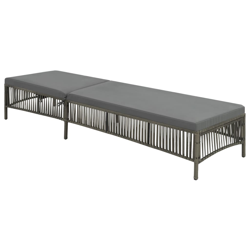 Sonnenliege mit Auflage Poly Rattan Grau Sonnenliege mit Auflage Poly Rattan Grau