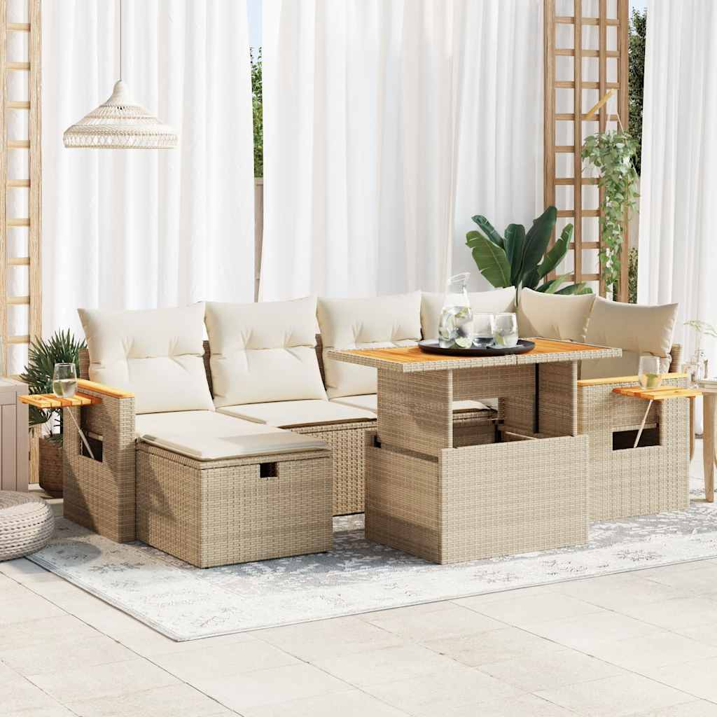 8-tlg. Garten-Sofagarnitur mit Kissen Beige Poly Rattan 8-tlg. Garten-Sofagarnitur mit Kissen Beige Poly Rattan