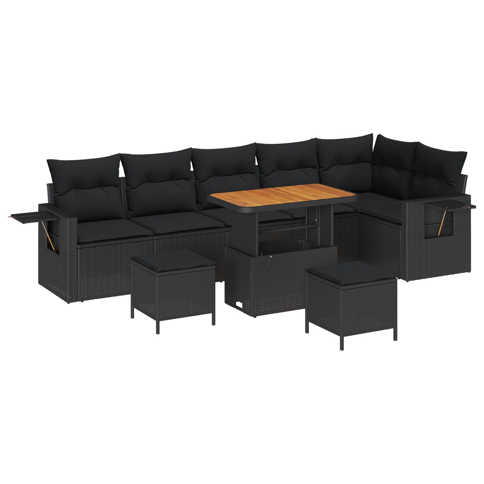 9-teiliges Garten-Sofa-Set mit Kissen Schwarz Poly Rattan Akazie, 3-teiliges Garten-Dining-Set mit Kissen Schwarz Poly Rattan Akazie 9-teiliges Garten-Sofa-Set mit Kissen Schwarz Poly Rattan Akazie, 3-teiliges Garten-Dining-Set mit Kissen Schwarz Poly Rattan Akazie