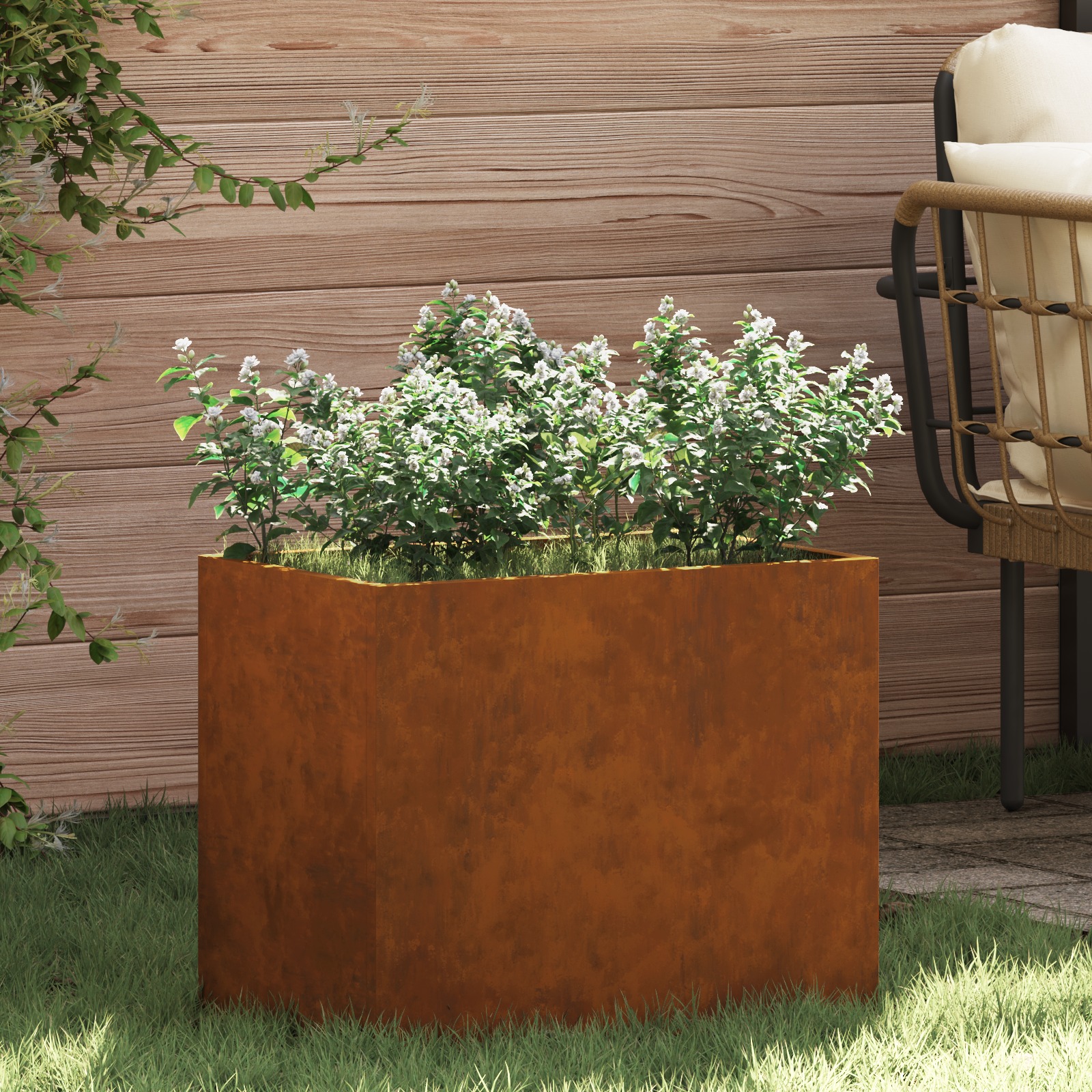 Gartenblumentopf Braun 50 x 32 x 40 cm Wetterfestes Stahl