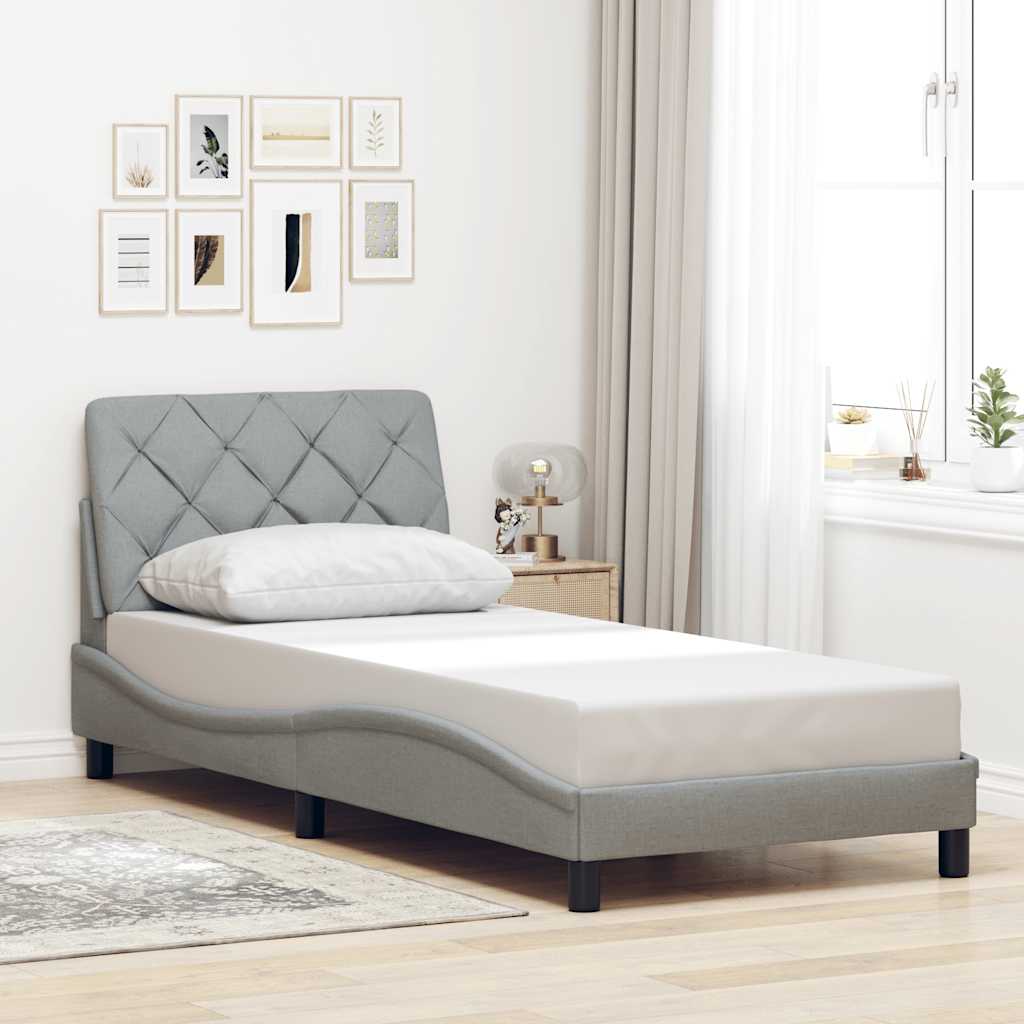 Bettgestell ohne Matratze Hellgrau 90x190 cm Stoff