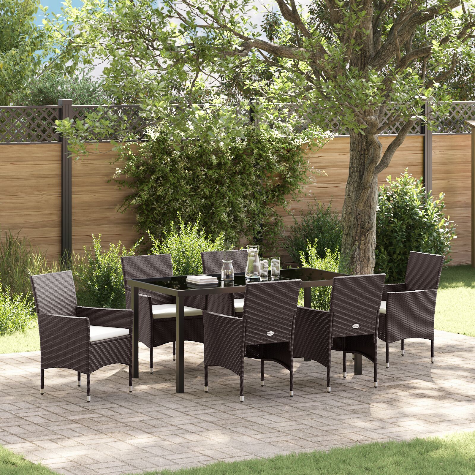 7-teiliges Garten-Essset Braun Poly-Rattan 7-teiliges Garten-Essset Braun Poly-Rattan