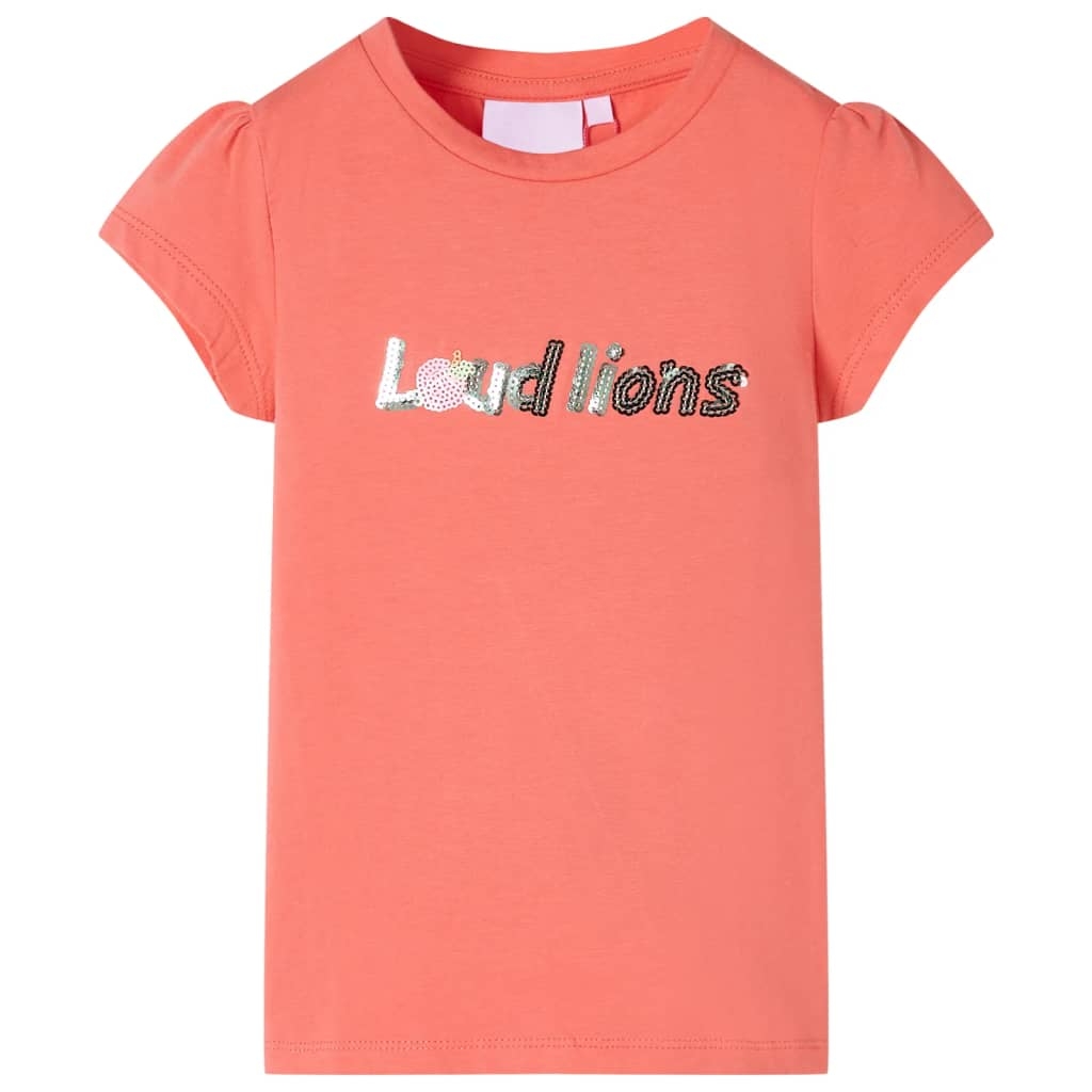 Kinder-T-Shirt mit Flügelärmeln Korallenrosa 116