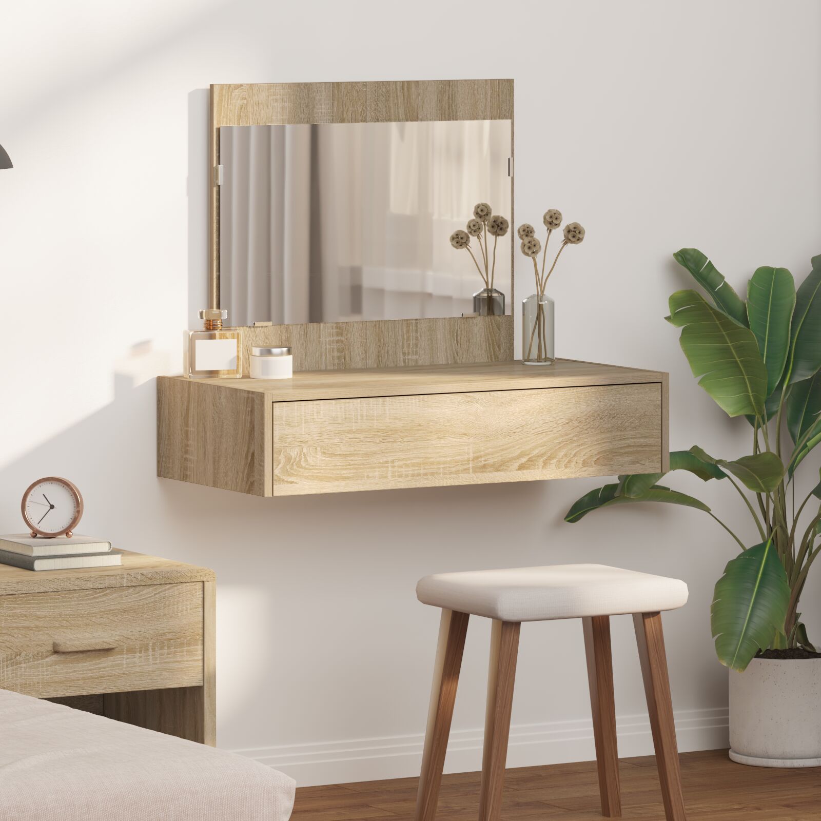 vidaXL Wandhängender Schminktisch Sonoma Eiche 83x40x70 cm