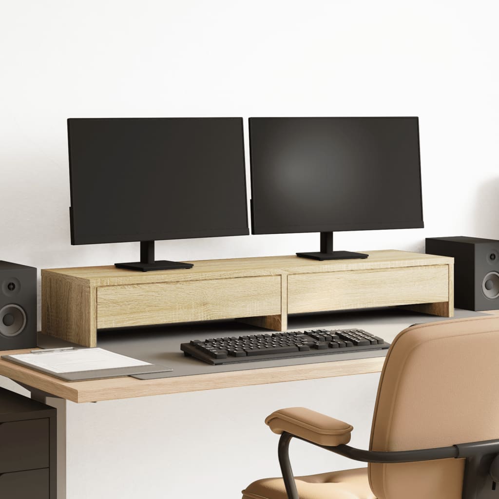 Monitorständer mit Schubladen Sonoma-Eiche 100x27x15 cm Monitorständer mit Schubladen Sonoma-Eiche 100x27x15 cm