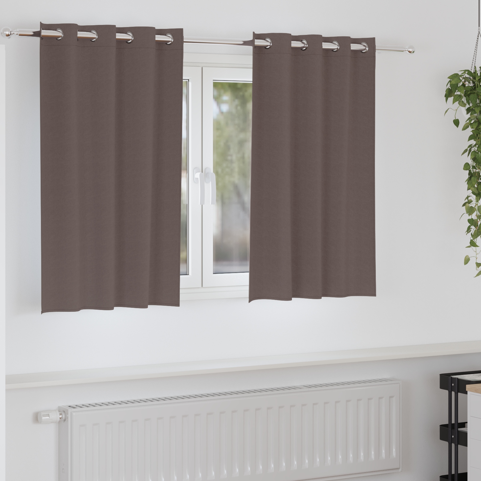 Vorhänge mit Vorhängen 2 pcs Dunkelbraun 140 x 140 cm Polyester