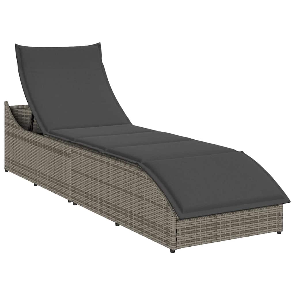 Klappliege mit Auflage und Stauraum Grau Poly-Rattan Klappliege mit Auflage und Stauraum Grau Poly-Rattan
