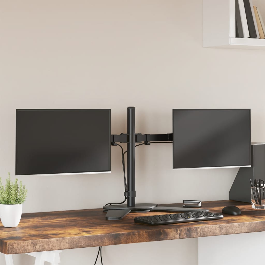Tischhalterung für 2 Monitore Schwarz Stahl VESA 75/100 mm Tischhalterung für 2 Monitore Schwarz Stahl VESA 75/100 mm