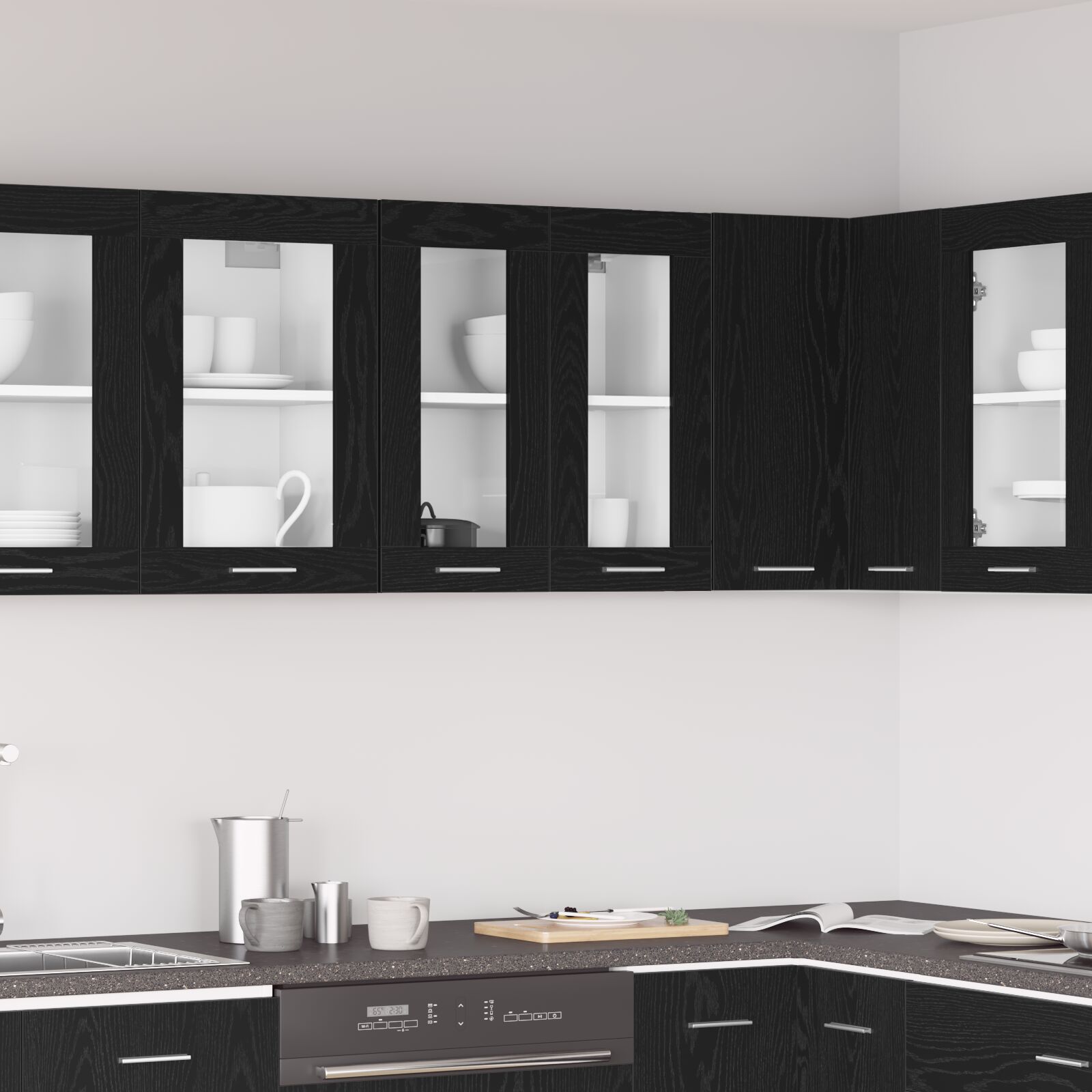 vidaXL Wandglasvitrine in Schwarz-Eiche - 60x31x60 cm