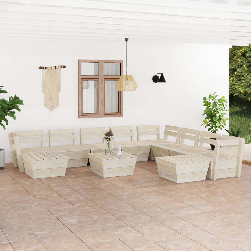 11-tlg. Garten-Paletten-Lounge-Set Imprägniertes Fichtenholz 11-tlg. Garten-Paletten-Lounge-Set Imprägniertes Fichtenholz