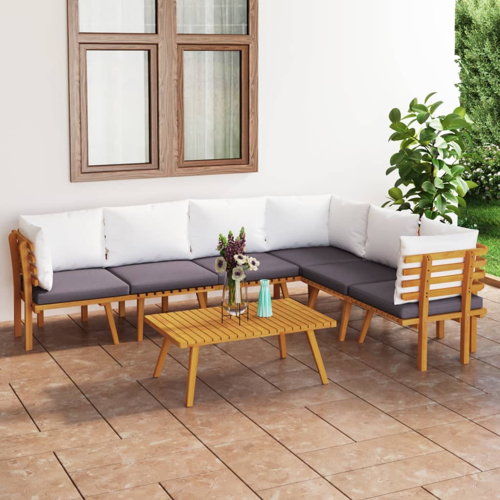 7-tlg. Garten-Lounge-Set mit Kissen Massivholz Akazie 7-tlg. Garten-Lounge-Set mit Kissen Massivholz Akazie