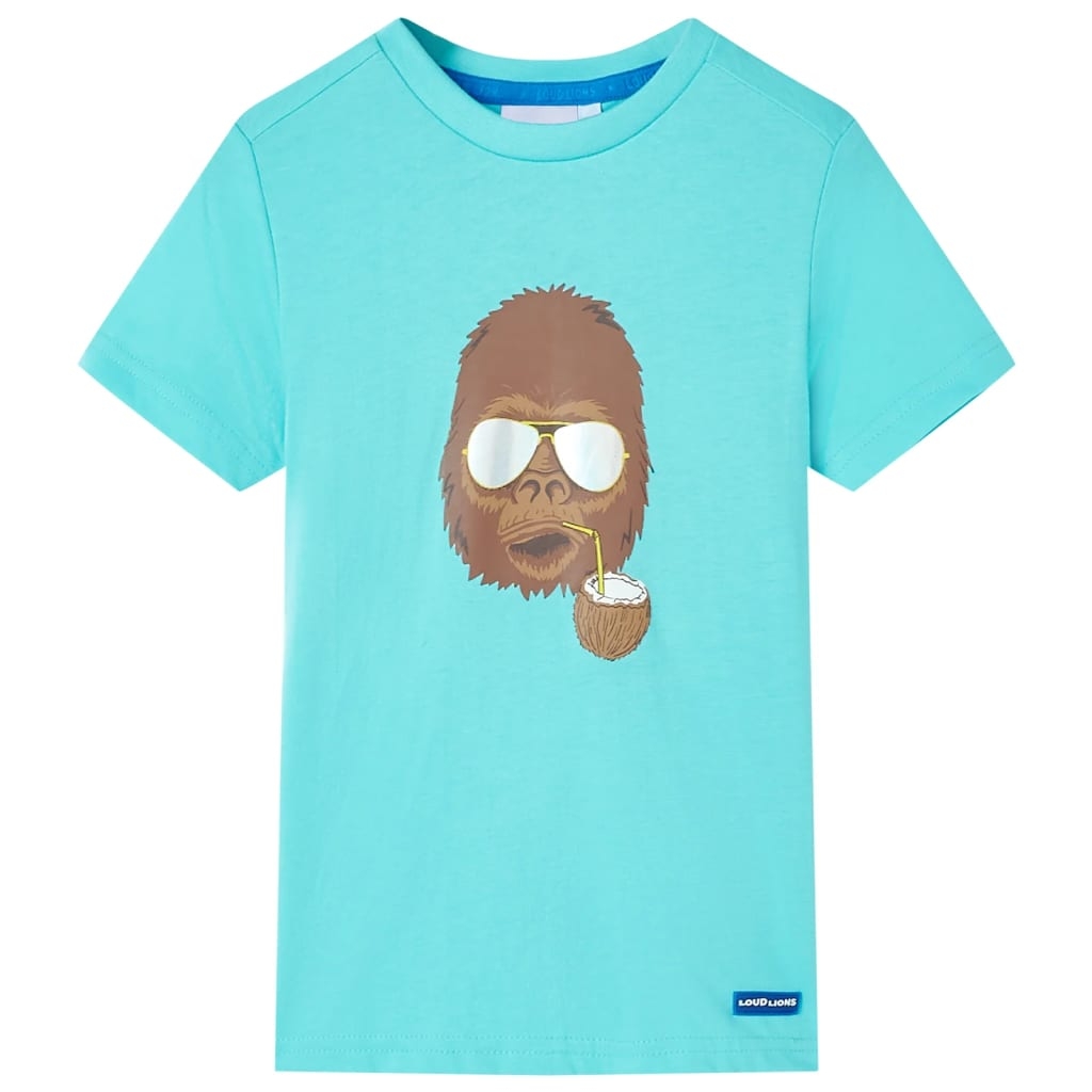 Kinder-Kurzarmshirt Aquablau 128