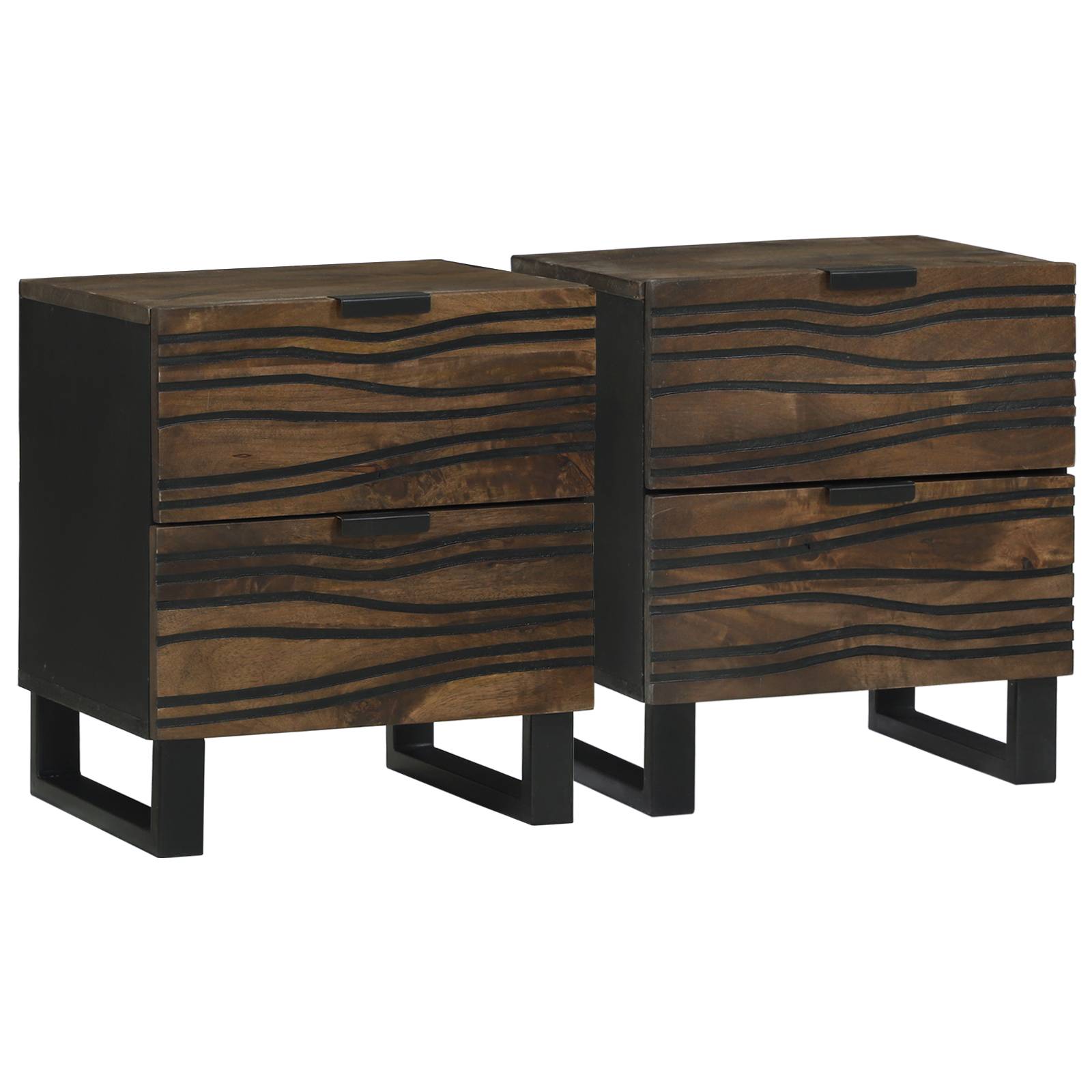 Nachttische 2 Stück 40x33.5x46 cm Massivholz Mango