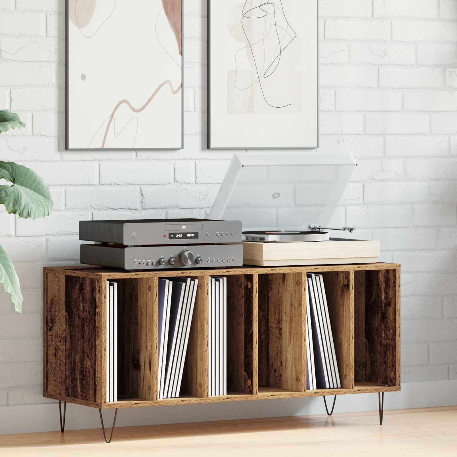 Schallplattenschrank Artisan Oak 100x38x48 cm Holzwerkstoff