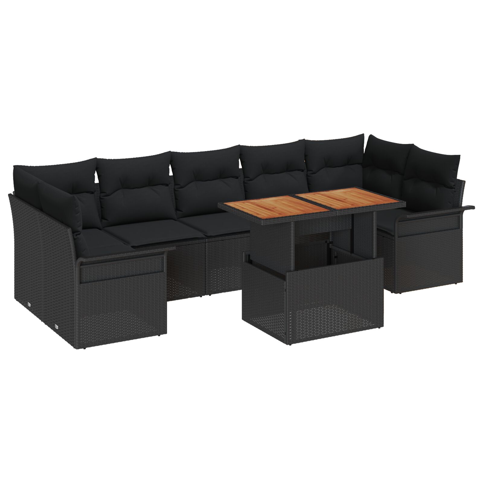 8-teiliges Garten Sofa Set mit Kissen Schwarz Poly Rattan, 2-Sitzer Garten Sofa mit Stauraum & Kissen Schwarz Poly Rattan 8-teiliges Garten Sofa Set mit Kissen Schwarz Poly Rattan, 2-Sitzer Garten Sofa mit Stauraum & Kissen Schwarz Poly Rattan