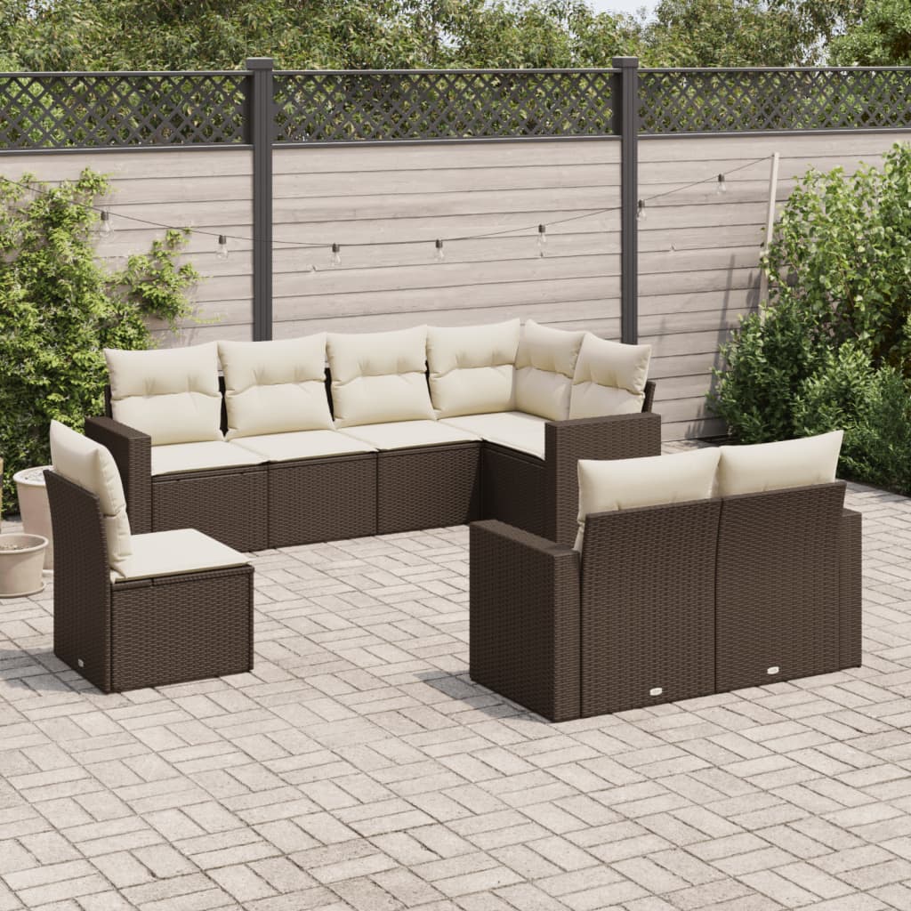 8-tlg. Garten-Sofagarnitur mit Kissen Braun Poly Rattan 8-tlg. Garten-Sofagarnitur mit Kissen Braun Poly Rattan