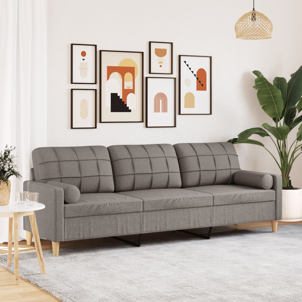 Sofa 3-Sitzer mit Zierkissen Taupe 210 cm Stoff Sofa 3-Sitzer mit Zierkissen Taupe 210 cm Stoff