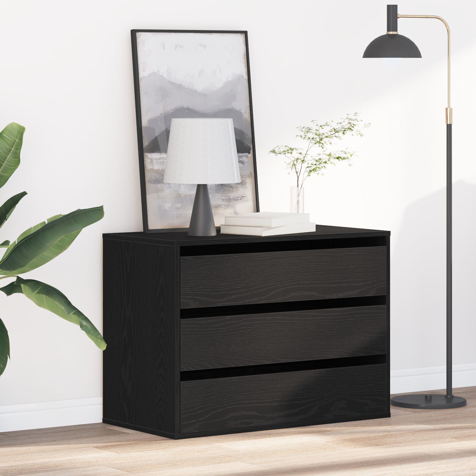 Eckkommode Schwarz Eiche 80x41x58 cm Holzwerkstoff