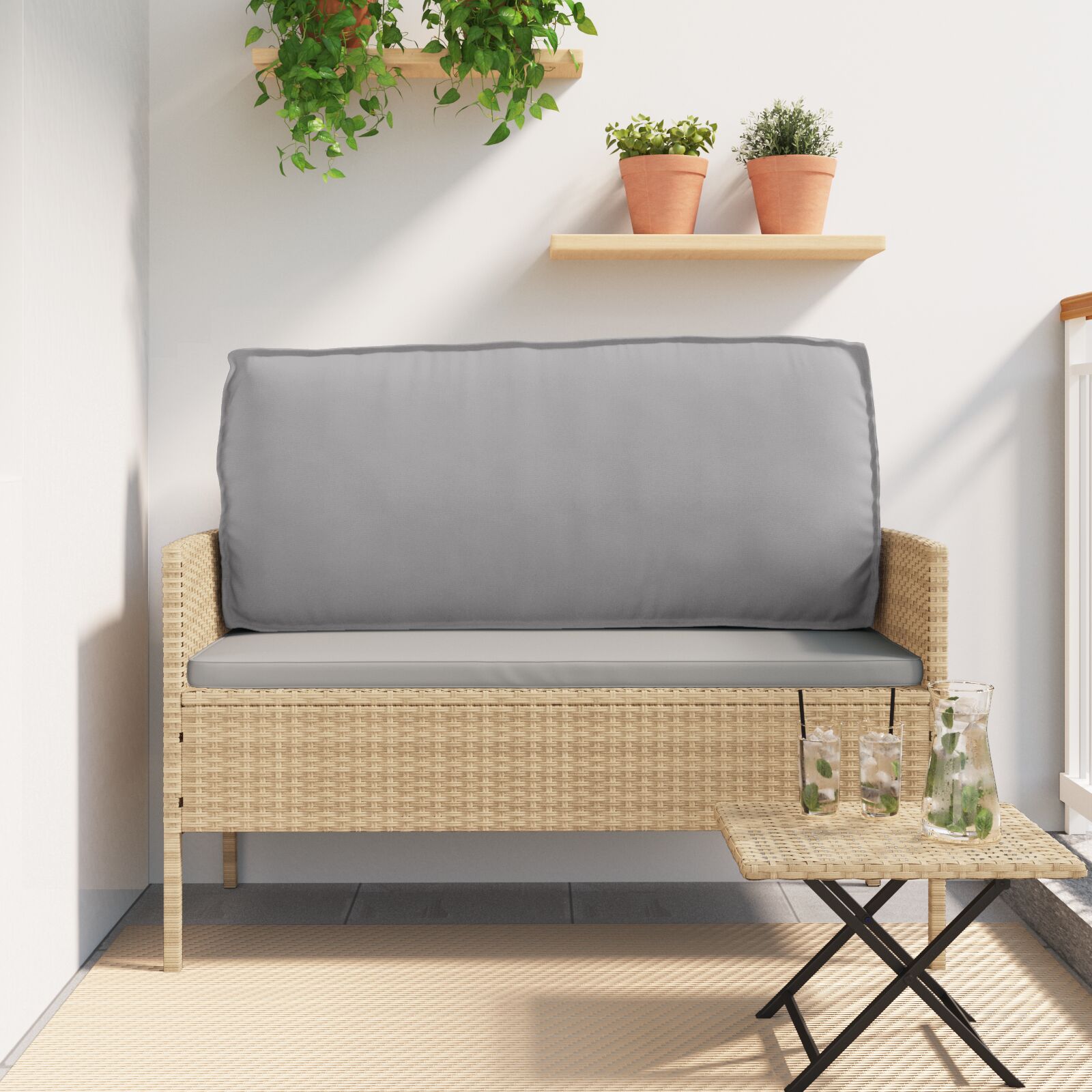Outdoorkissen Grau Polyester 120 x 12 x 40 cm