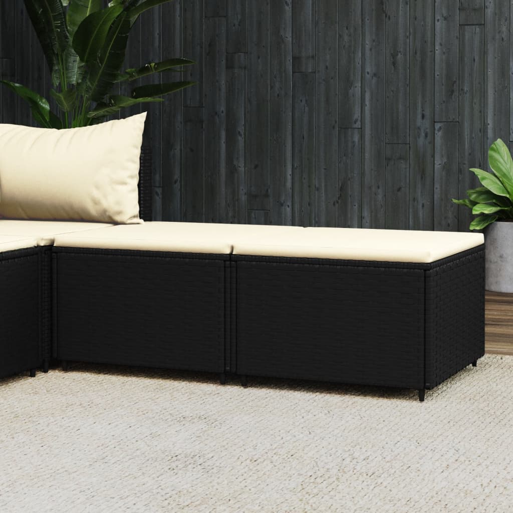 Gartenhocker mit Kissen 2 Stk. Schwarz Poly Rattan Gartenhocker mit Kissen 2 Stk. Schwarz Poly Rattan