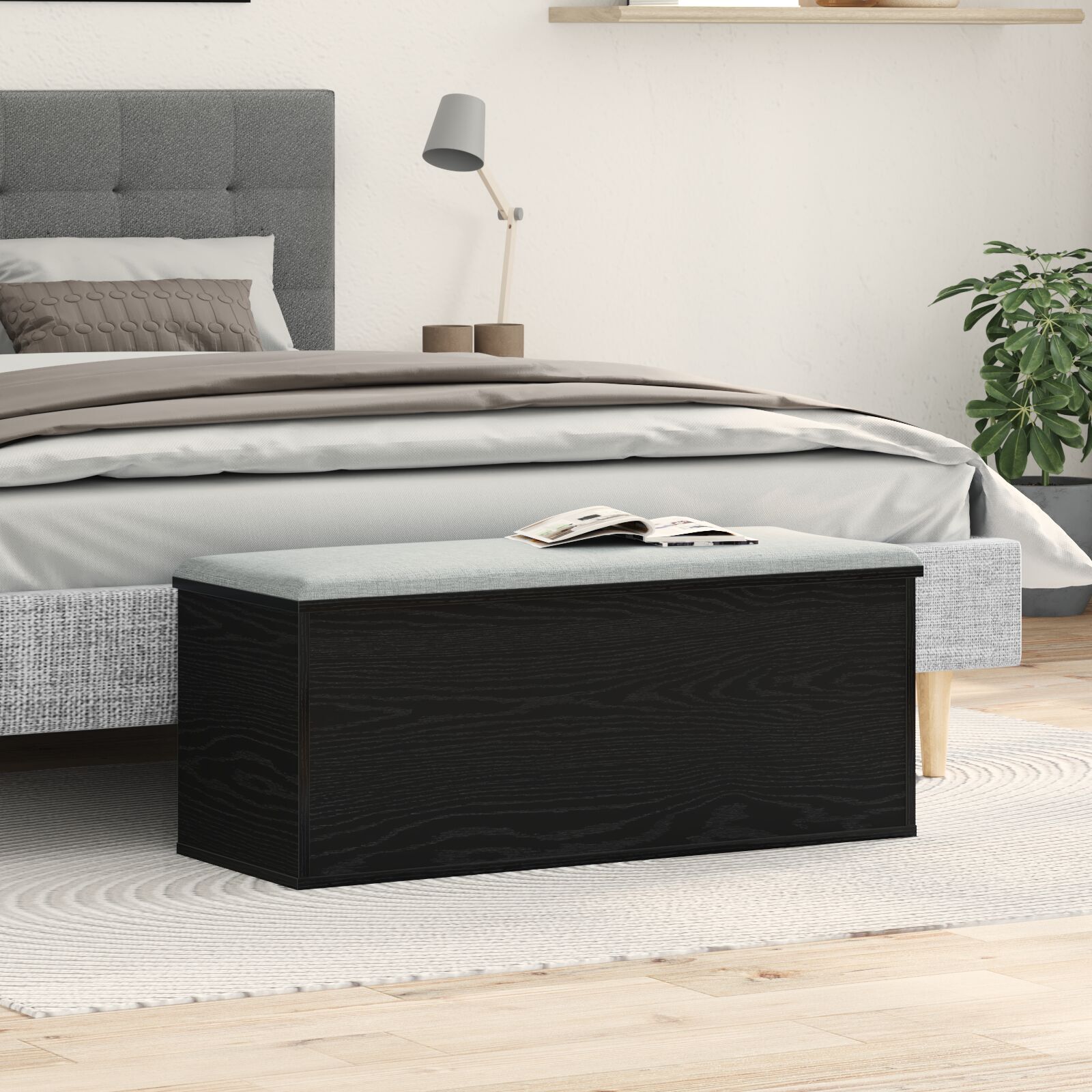 Aufbewahrungsbox Schwarz Eiche 90x35x35 cm Holzwerkstoff