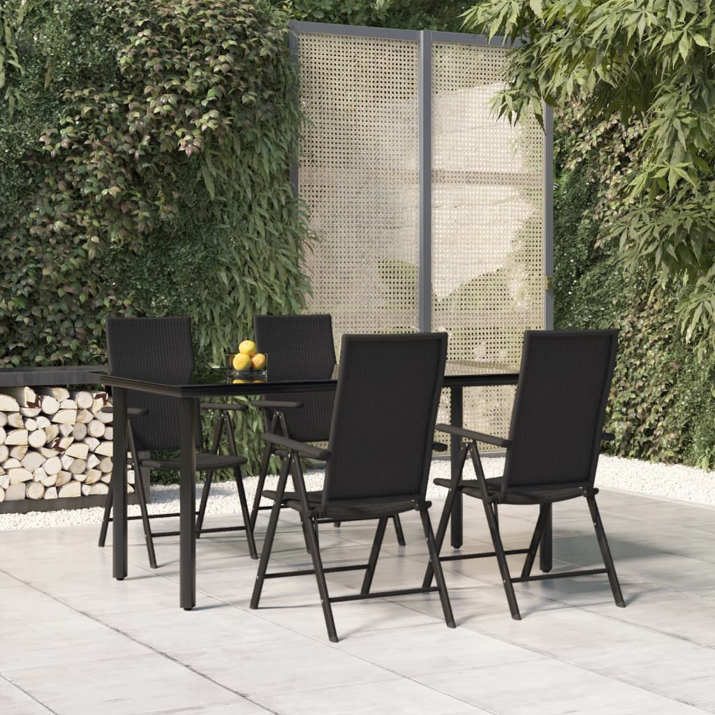 5-tlg. Garten-Essgruppe Schwarz Poly Rattan 5-tlg. Garten-Essgruppe Schwarz Poly Rattan