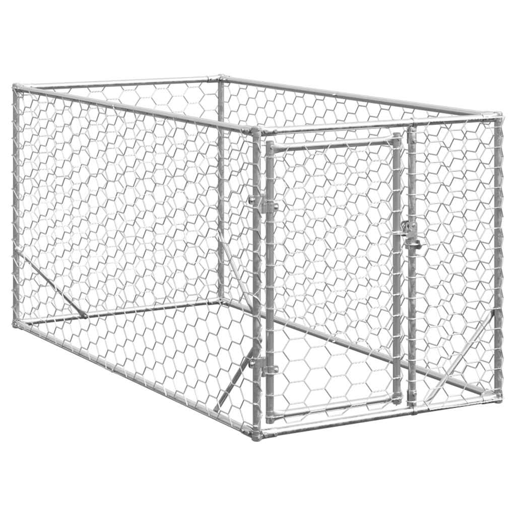 Outdoor-Hundezwinger mit Tür 2x1x1 m Verzinkter Stahl