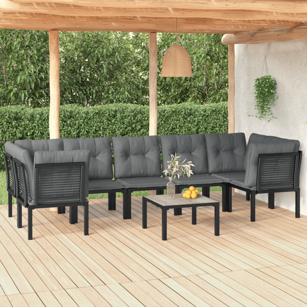 8-tlg. Garten-Lounge-Set Schwarz und Grau Poly Rattan 8-tlg. Garten-Lounge-Set Schwarz und Grau Poly Rattan