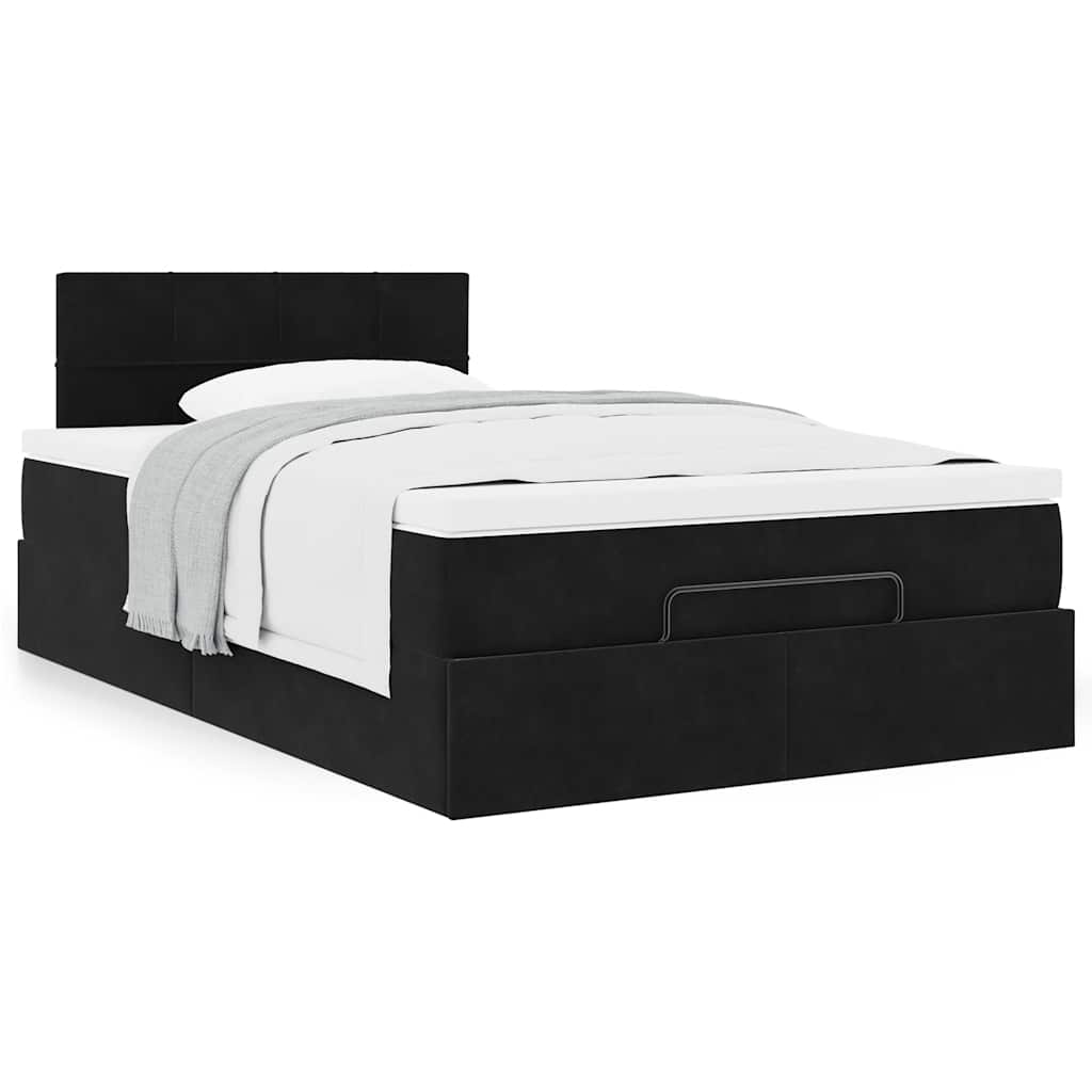 Ottoman-Bett mit Matratze Schwarz 120x200 cm Samt
