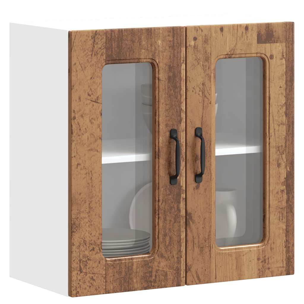 Küchen-Hängeschrank mit Glastür Altholz-Optik Holzwerkstoff