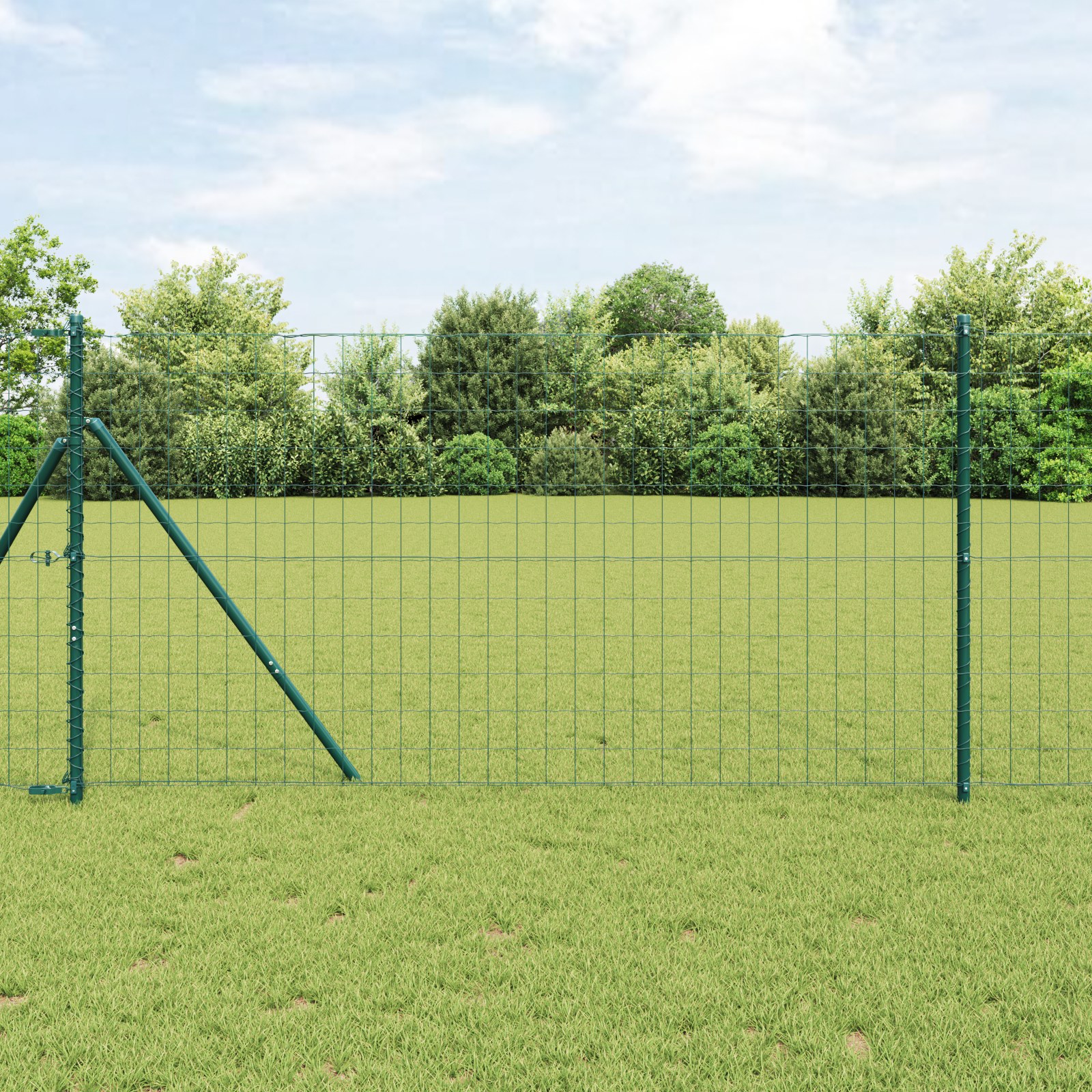 Euro-Zaun mit 13 Pfosten 1x25 m Galvanisierter Stahl Grün
