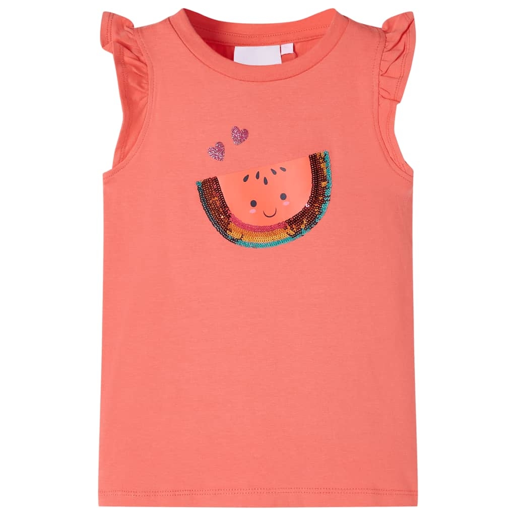 Kinder-T-Shirt mit Rüschenärmeln Korallenrosa 140 Kinder-T-Shirt mit Rüschenärmeln Korallenrosa 140