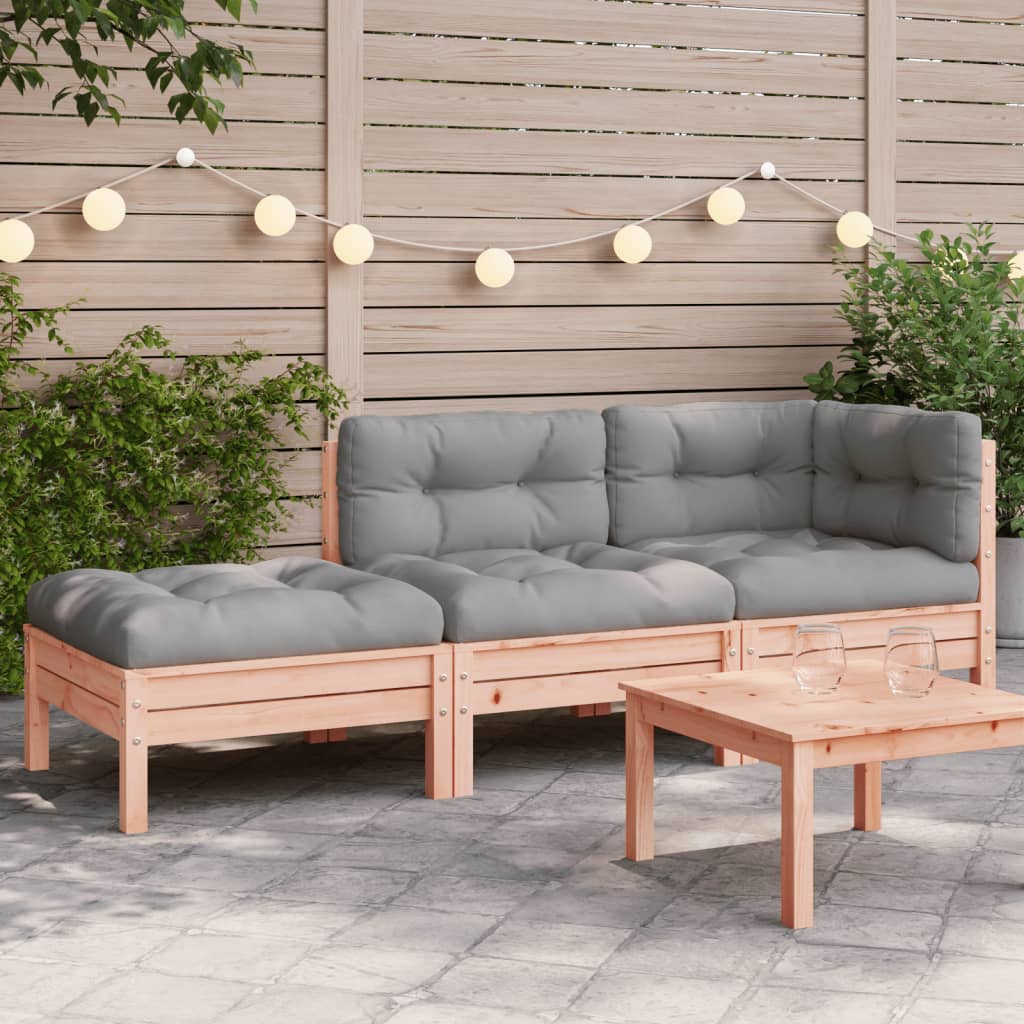 Gartensofa mit Kissen und Hocker 2-Sitzer Gartensofa mit Kissen und Hocker 2-Sitzer