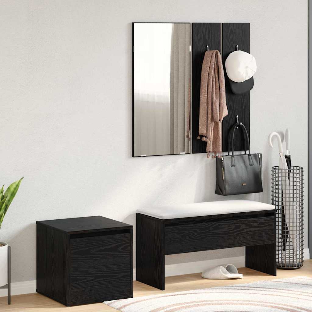 Flurmöbel-Set Wandmontiert 3 pcs Schwarze Eiche 80 x 31 x 40 cm