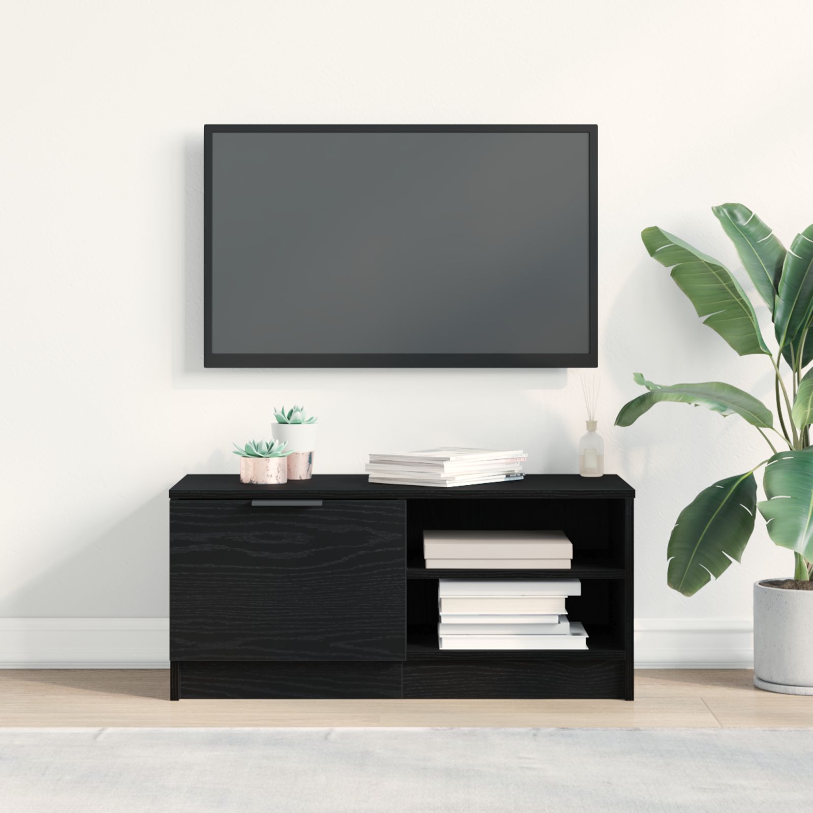 TV-Schrank Schwarz Eiche 80x35x36,5 cm Holzwerkstoff