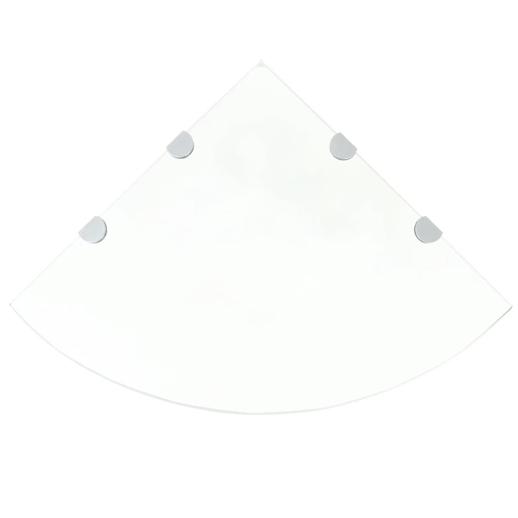 Eckregale 2 Stk. mit verchromten Halterungen Glas Transparent