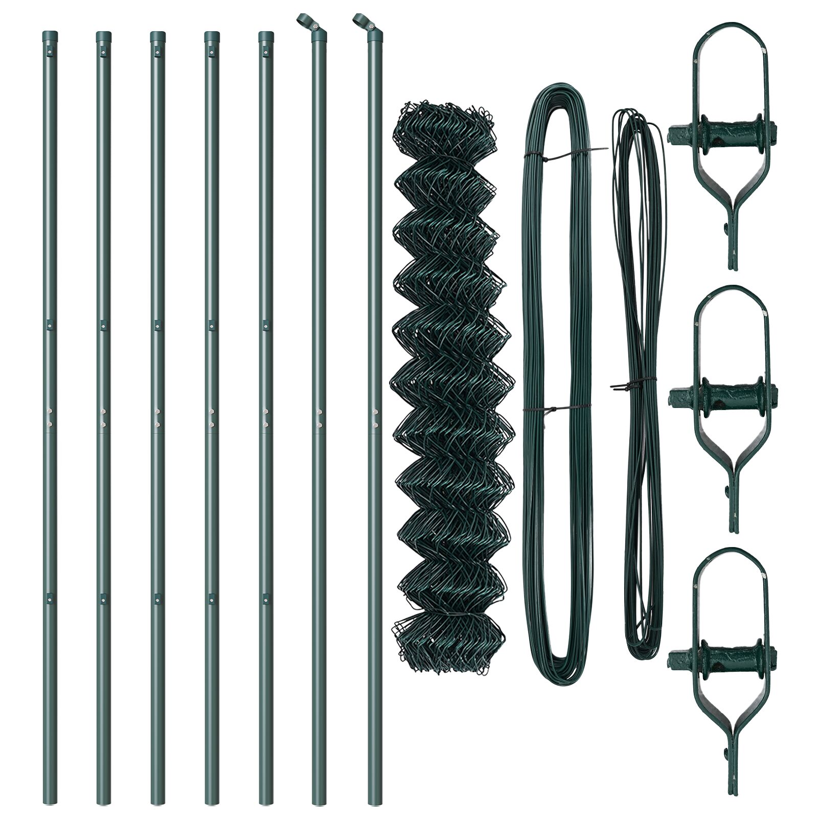 Kettenzaun mit 7 Pfosten 1,5 x 10 m aus galvanisiertem Stahl in Grün