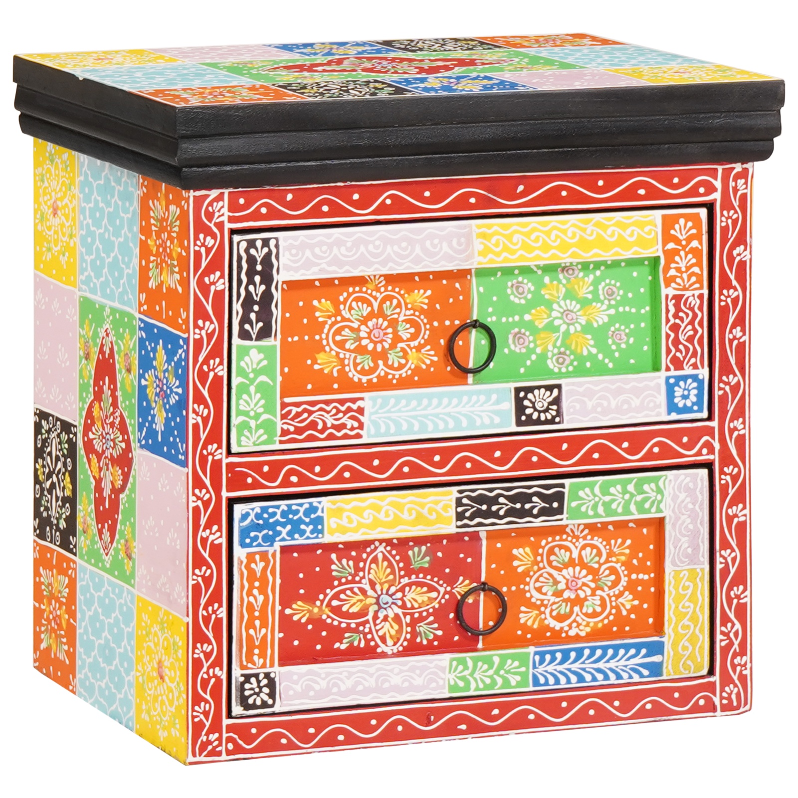 Nachttisch Multicolour 40 x 30 x 40 cm Massivholz mit Farbe