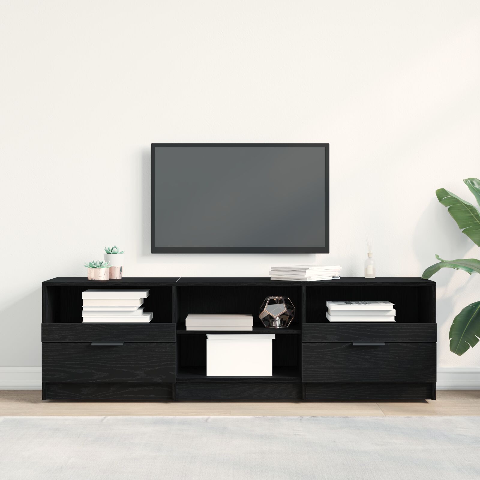 TV-Schrank Schwarz Eiche 150x33,5x45 cm Holzwerkstoff