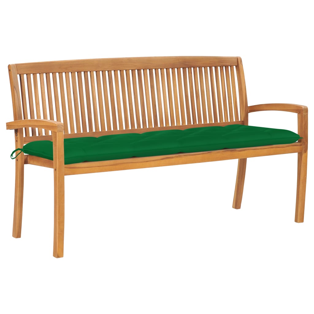 Stapelbare Gartenbank mit Auflage 159 cm Massivholz Teak Stapelbare Gartenbank mit Auflage 159 cm Massivholz Teak