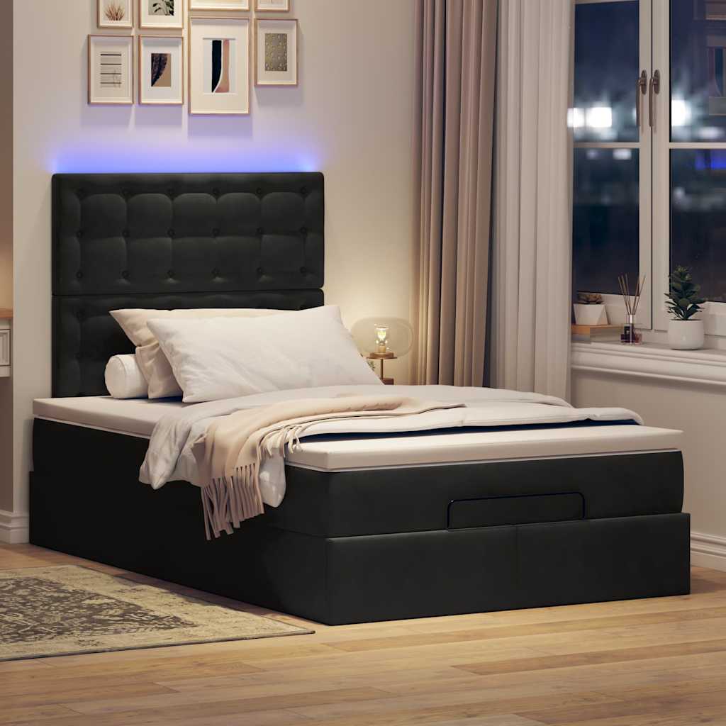 Ottoman-Bett mit Matratzen Schwarz 120x200 cm Samt