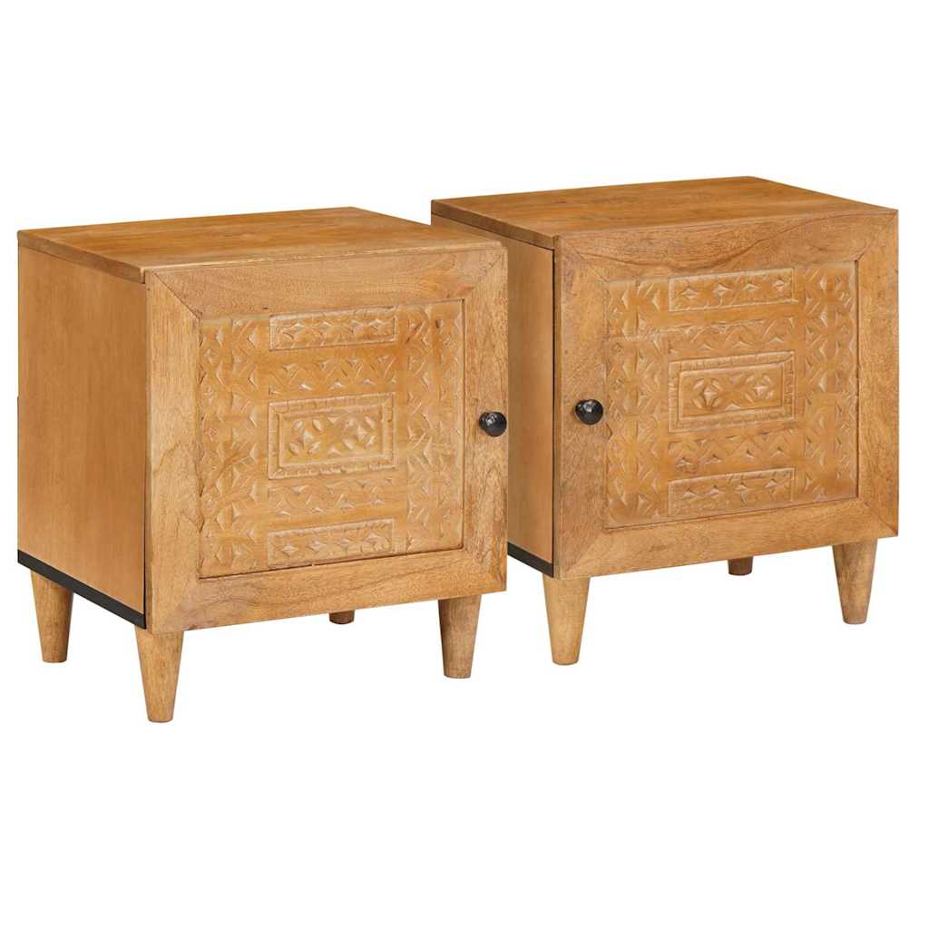 Nachttisch 2 pcs Hellbraun 40 x 33 x 46 cm massives Mangoholz Nachttisch 2 pcs Hellbraun 40 x 33 x 46 cm massives Mangoholz