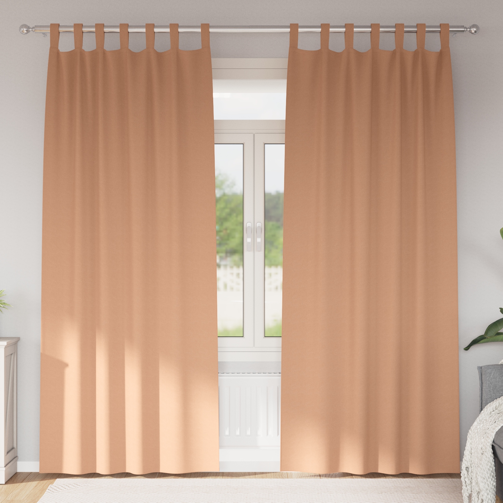 Vorhänge mit Vorhängen 2 pcs Hellbraun 245 x 140 cm Polyester