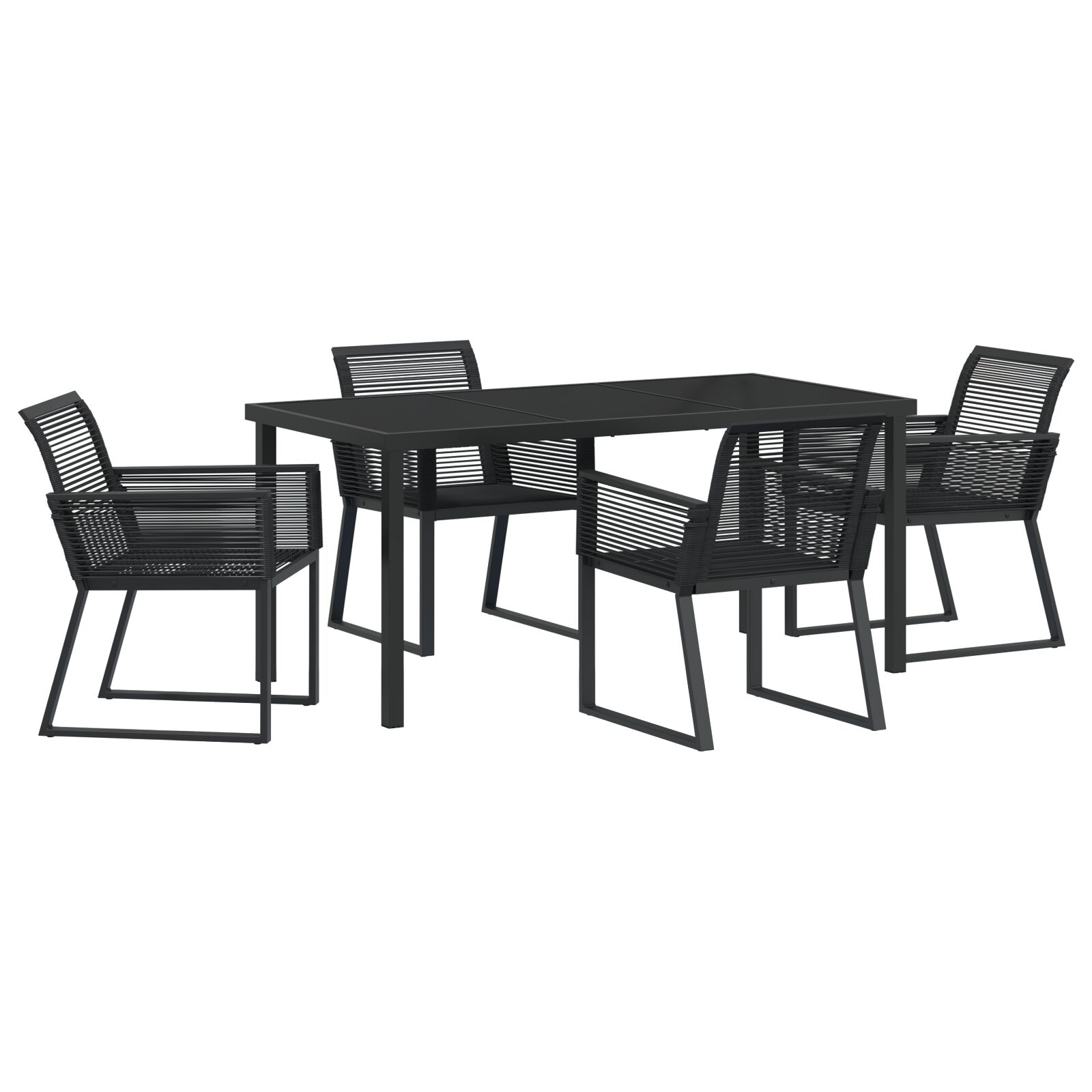 5-teiliges Garten Essgruppe Schwarz Poly-Rattan 5-teiliges Garten Essgruppe Schwarz Poly-Rattan