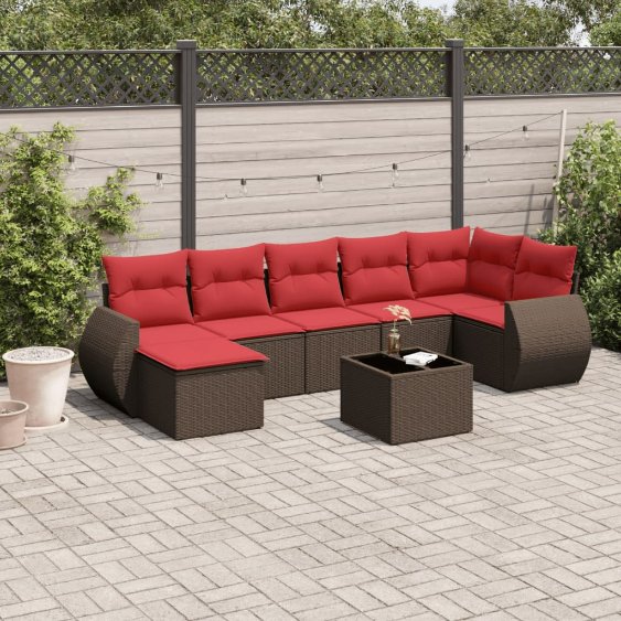 8-teiliges Gartensofa-Set mit Kissen, braun, Polyrattan 8-teiliges Gartensofa-Set mit Kissen, braun, Polyrattan