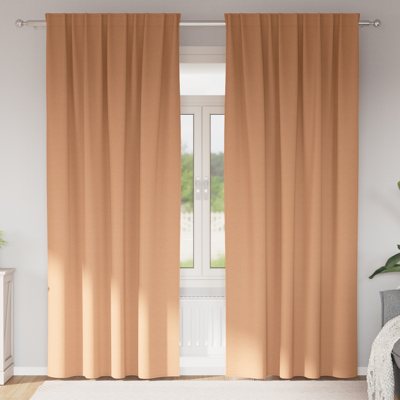 Vorhänge mit Vorhängen 2 pcs Hellbraun 245 x 140 cm Polyester