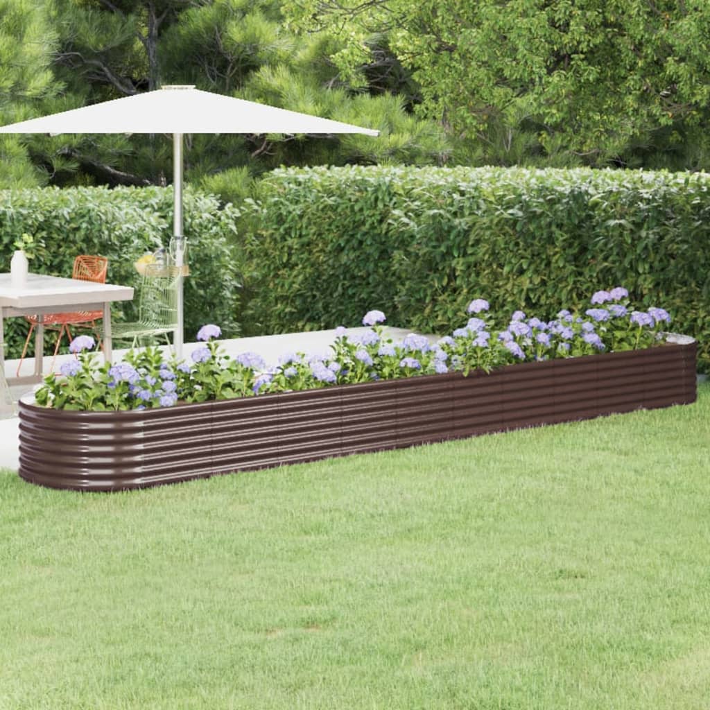 Hochbeet Pulverbeschichteter Stahl 440x80x36 cm Braun Hochbeet Pulverbeschichteter Stahl 440x80x36 cm Braun