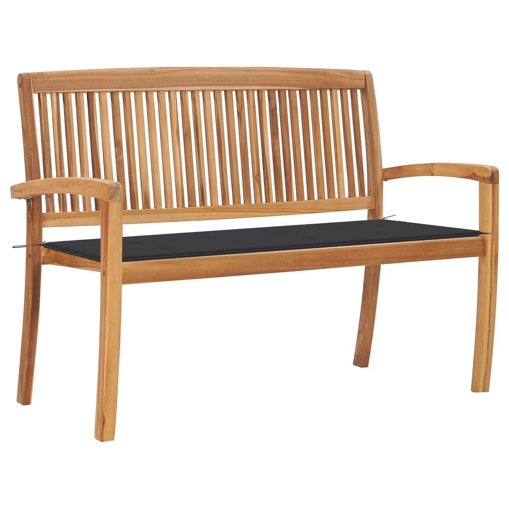 Stapelbare Gartenbank mit Auflage 128,5 cm Massivholz Teak Stapelbare Gartenbank mit Auflage 128,5 cm Massivholz Teak